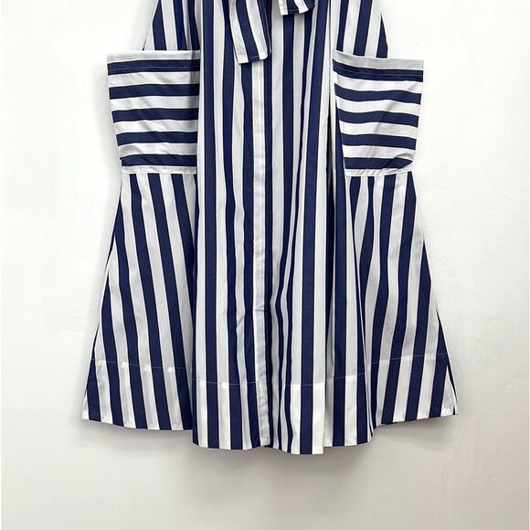 WHIT A-Line Tie Belt Pockets Midi Skirt Architectural Artsy Preppy Stripe Size 4 - Picture 11 of 15